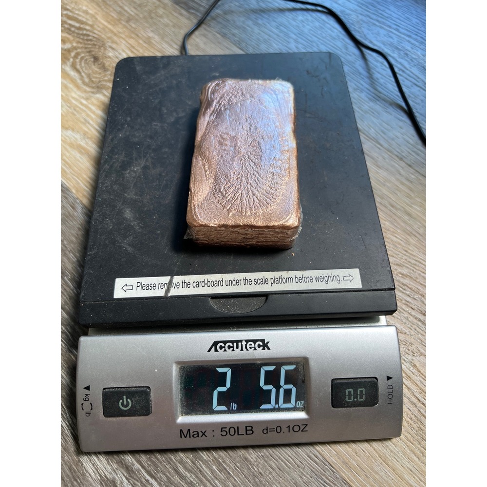 Copper Bullion Bar 2lb 5.6oz Copper Hand Poured Ingot Metal